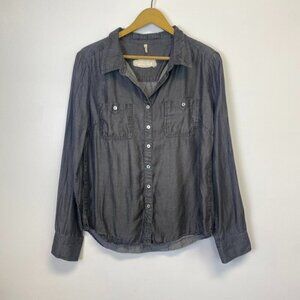 Chambrai Dark Button Down Top